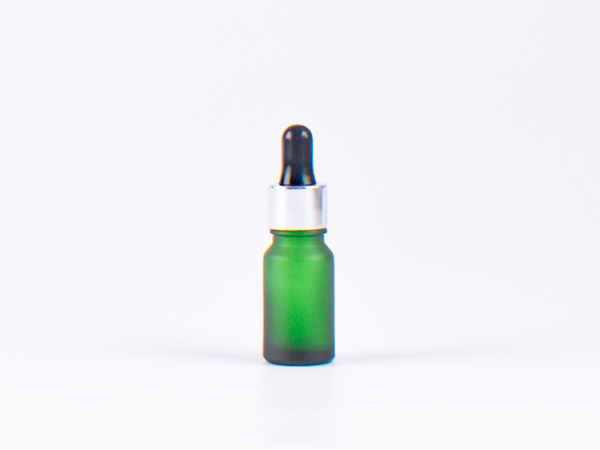 Grünglasflasche 10ml, mit Pipette silber-glanz